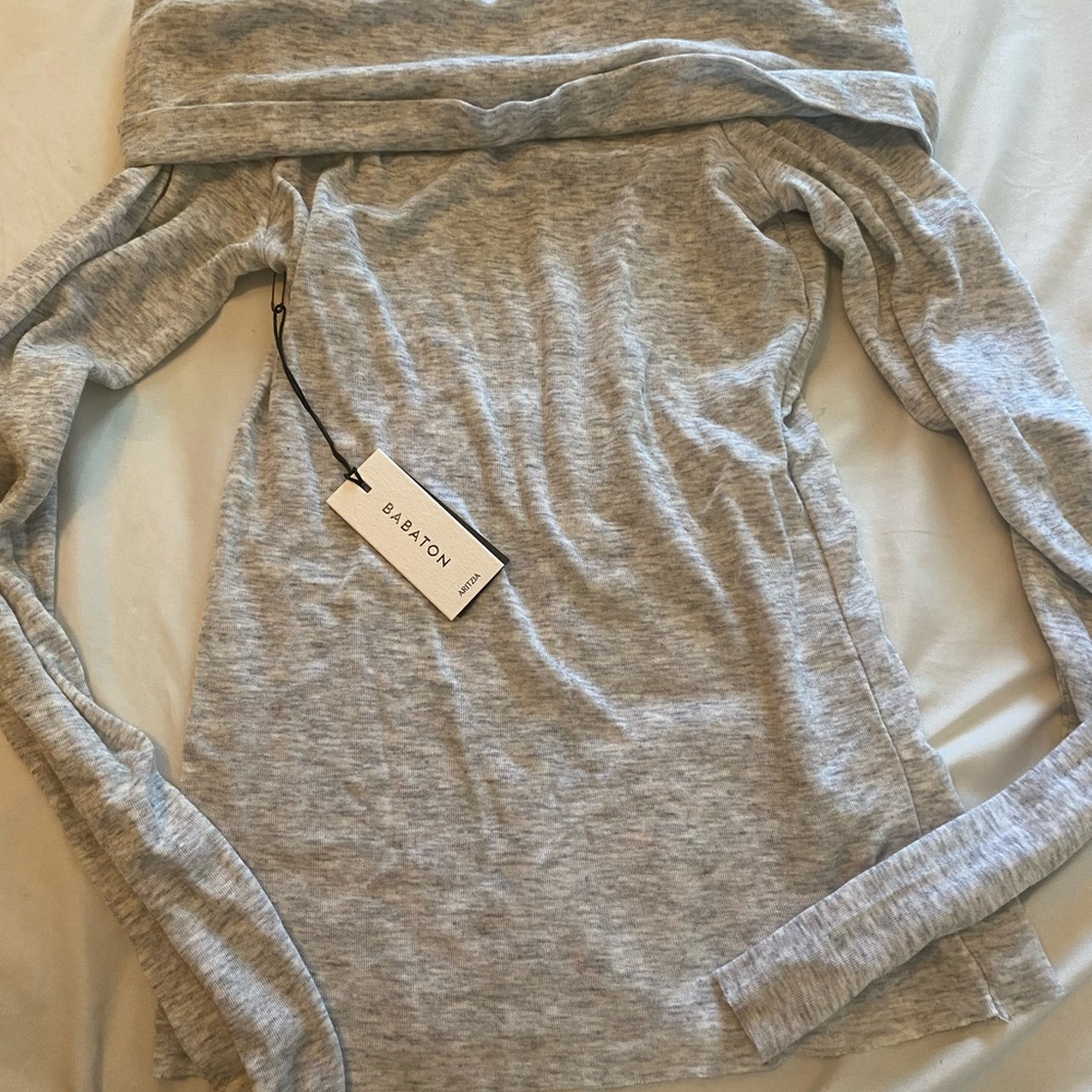 Aritzia Babaton top Light Gray Off-the-Shoulder Sweater
